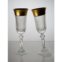 Box of 2 Champagne flutes. Crystal and Gold.