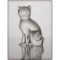 Cat figurine in crystal. Size : 7cm.