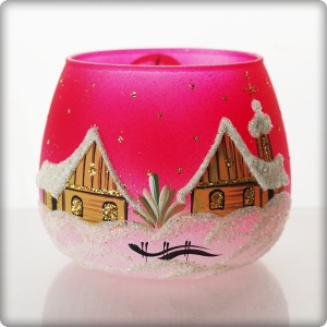 Christmas candle holder - red