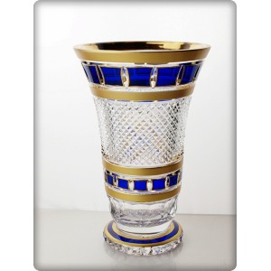 Crystal vase 25cm. Blue Gold Collection.