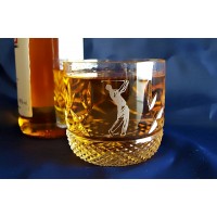 Whisky glasses with a golf motif. Box of two.