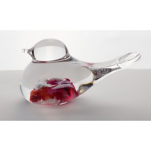 Red bird figurine in crystal. Size : 7cm.