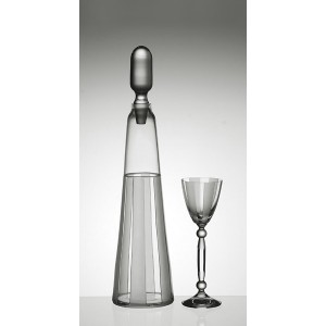 Carafe à décanter et 6 verres. Collection Rayure Grise.