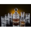 Whiskey decanter set with 6 glasses. Bohemia Crystal.