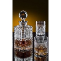 Whiskey decanter set with 2 glasses. Bohemia Crystal.
