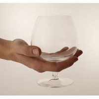Pair of crystal clear brandy glasses.