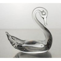 Swan figurine in crystal. Size : 7cm.