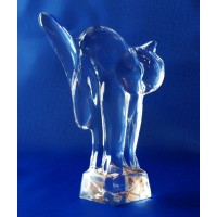 Cat figurine in crystal. Size : 11cm. Moser collection.
