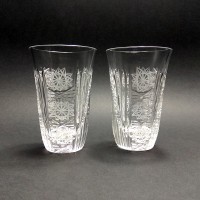 Box of 2 engraved crystal vodka glasses.