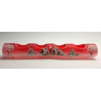 Long Christmas candle holder - red
